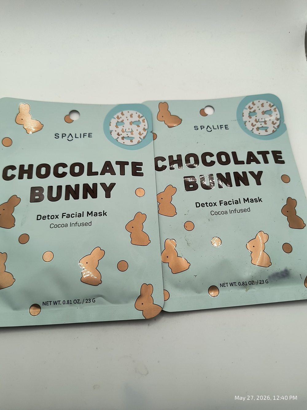 SPAlife Chocolate Bunny Detox Facial Mask Cocoa Infused 2 Pack